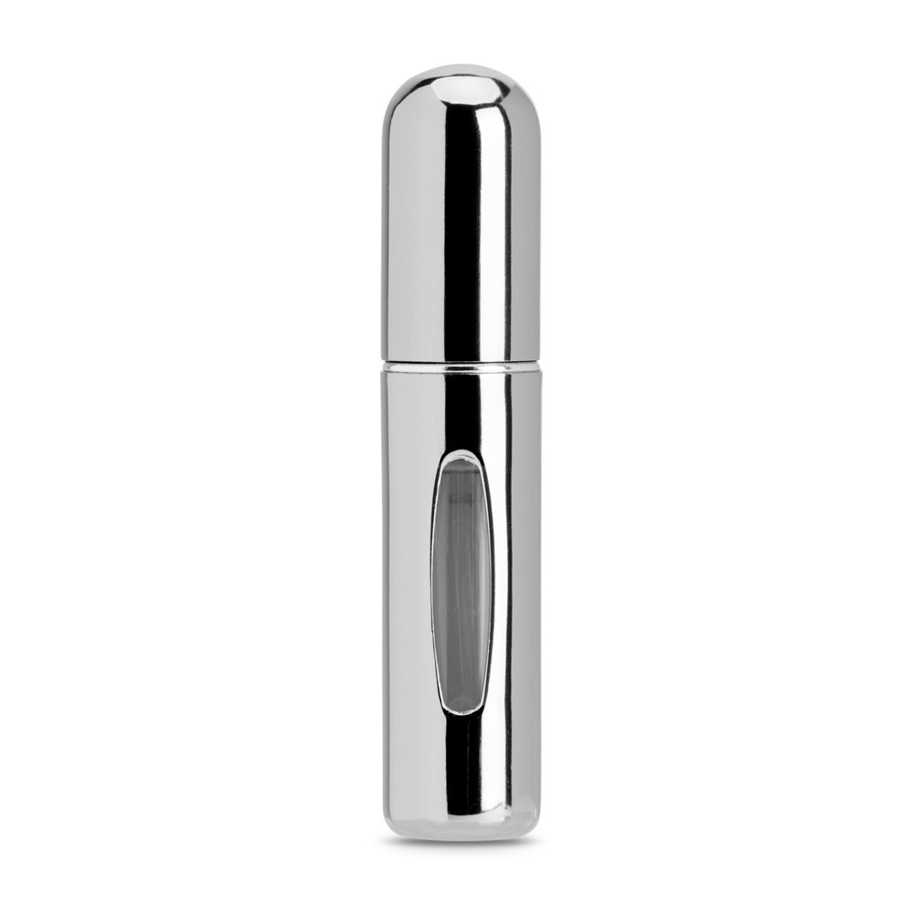 Linden. Återfyllningsbar parfymförstärkare i aluminium, designad för enkel påfyllning i silver
